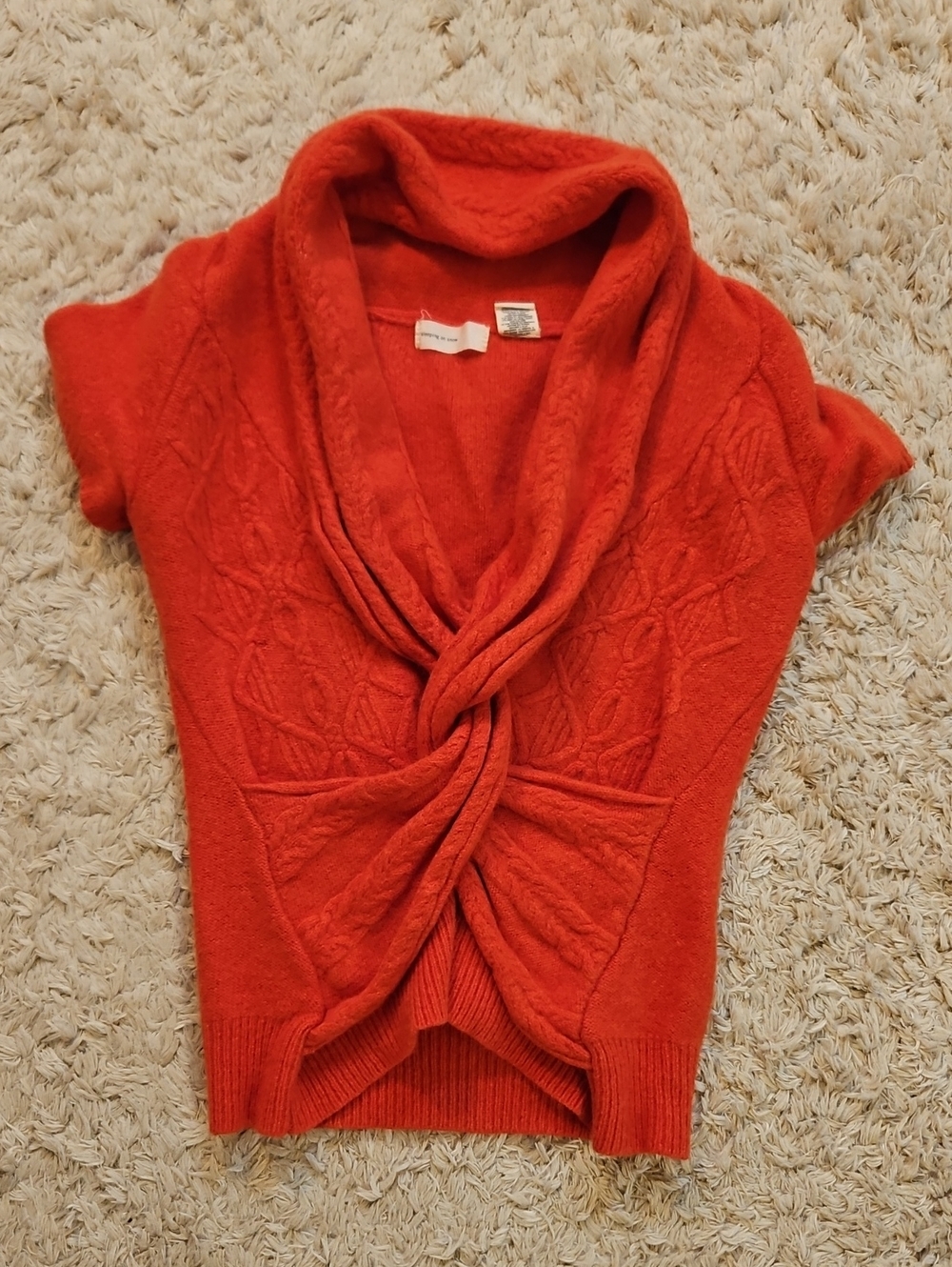 Twist-Front Cable Knit V-Neck Sweater in Red - Women